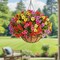 Artificial Hanging Flower Basket for Outdoors, UV Resistant Faux Silk Hanging Plants with 12 Branch Full Design, Fake Daisies Eucalyptus Basket for Porch Patio Garden Balcony Home Decor, Mixed Colors